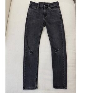Levi's 510 Jeans Women 27x30 Skinny Ripped‎ Distressed Faded Black Good